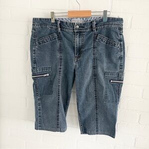 LEVI STRAUSS Y2K Skater Cargo Jorts Zip Pocket Utility Denim Shorts W34